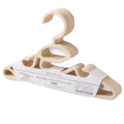 易穿過領口嬰幼兒服用衣架10支組-淺卡其色