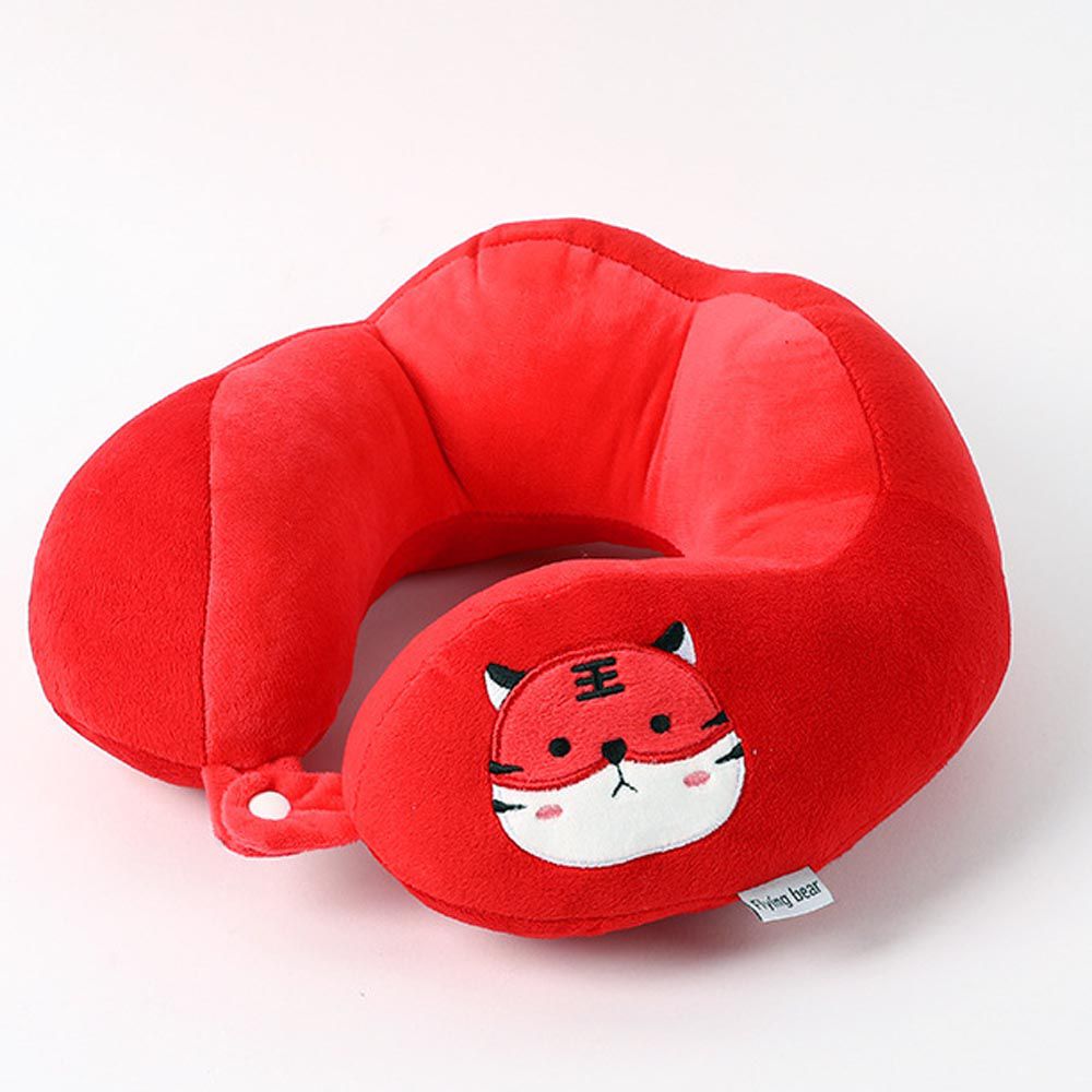 刺繡U型護頸枕(立體款)-老虎-紅色 (28x28x10cm)