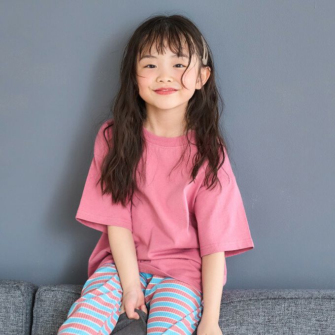 日本 petit main - 100%棉 夏季感印花短袖上衣-MY SUNNY DAY-粉紅