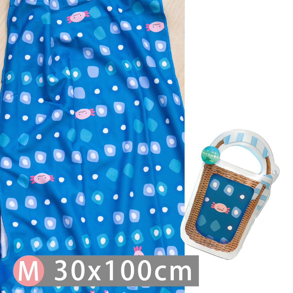 日本弘雅堂 - 抗UV水涼感巾(清新香味)-薄荷味-水藍蠑螈 (M(30x100cm))