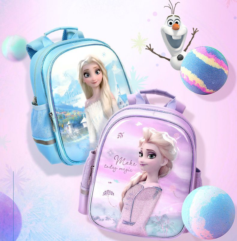 3D立體超輕量透氣減壓書包-卡通人物艾莎-紫色 (建議90~120cm)-22x14x30cm