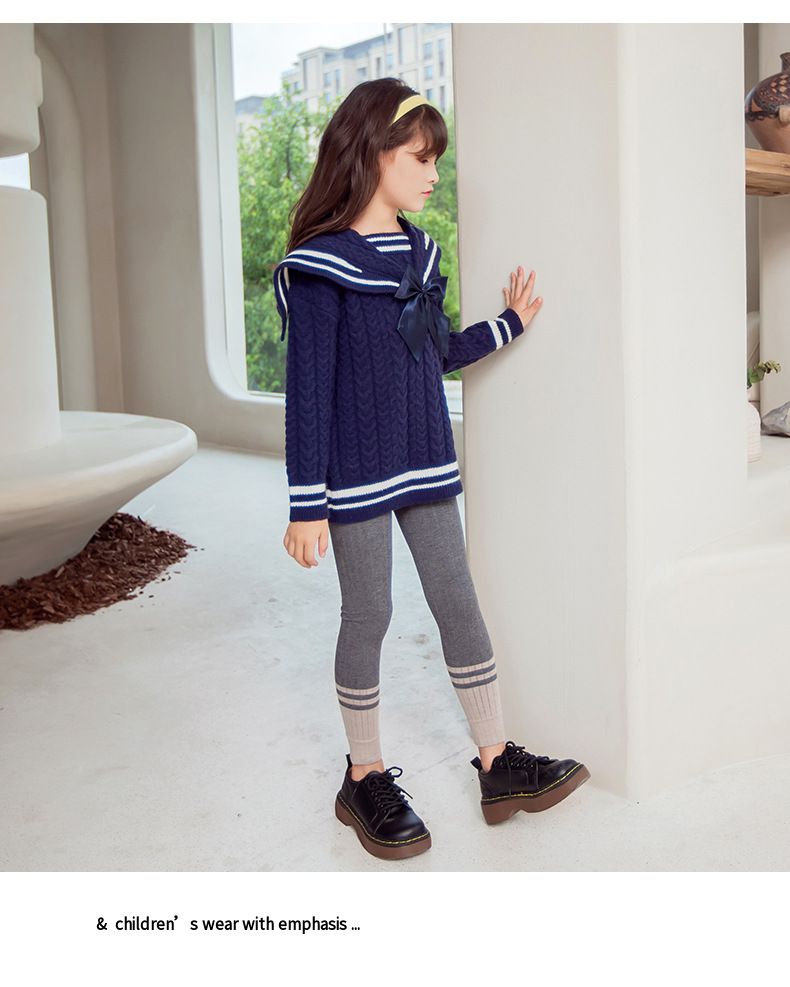 百搭秋冬針織毛衣-海軍領-深藍色