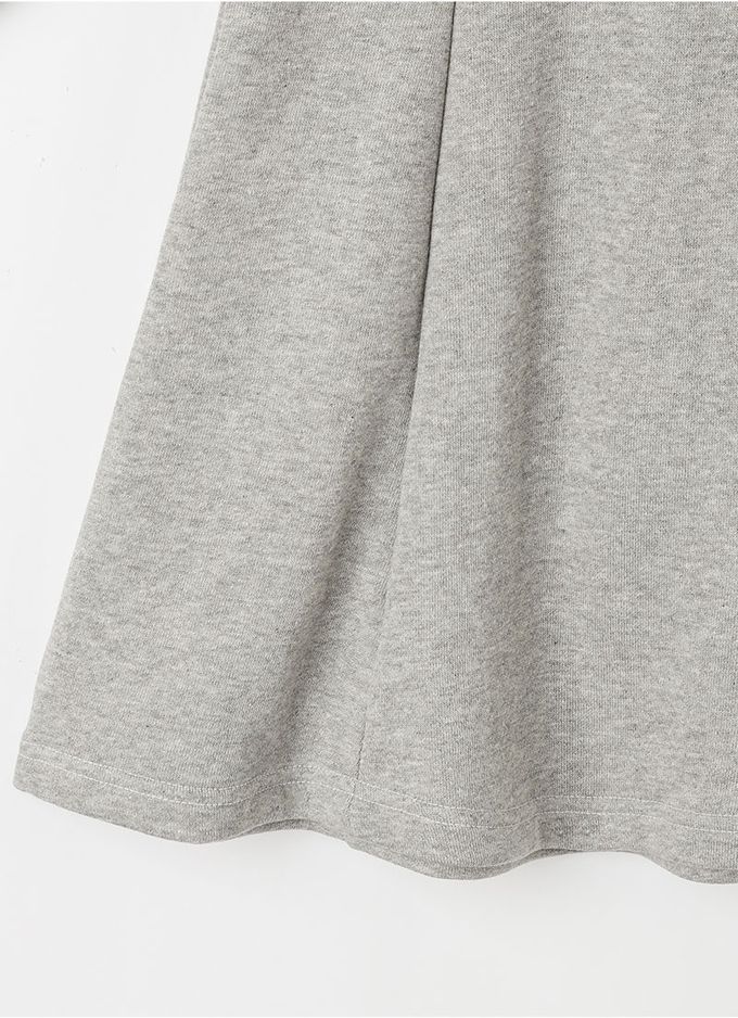 韓國 OZKIZ - 愛心鈕扣荷葉領A字裙洋裝-灰