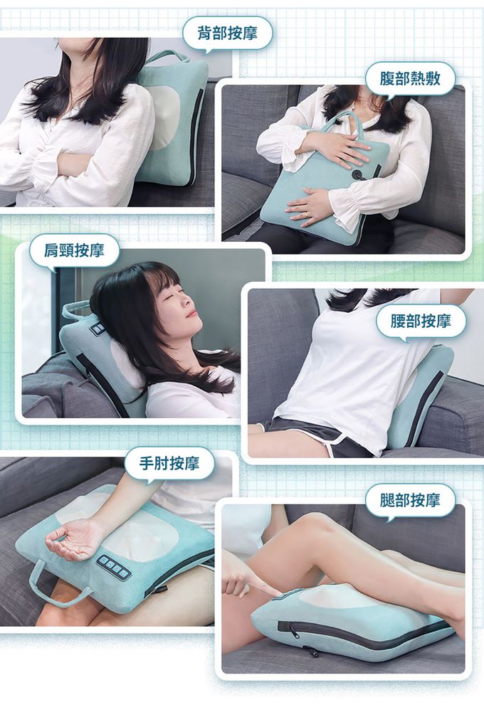 3ZeBra - 溫揉枕｜無線溫感按摩枕-灰藍色