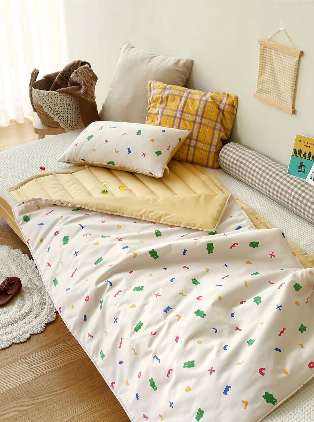 韓國 Prielle - 純棉分離式睡袋(無拉鍊)-萌萌動物-附防水睡袋收納袋