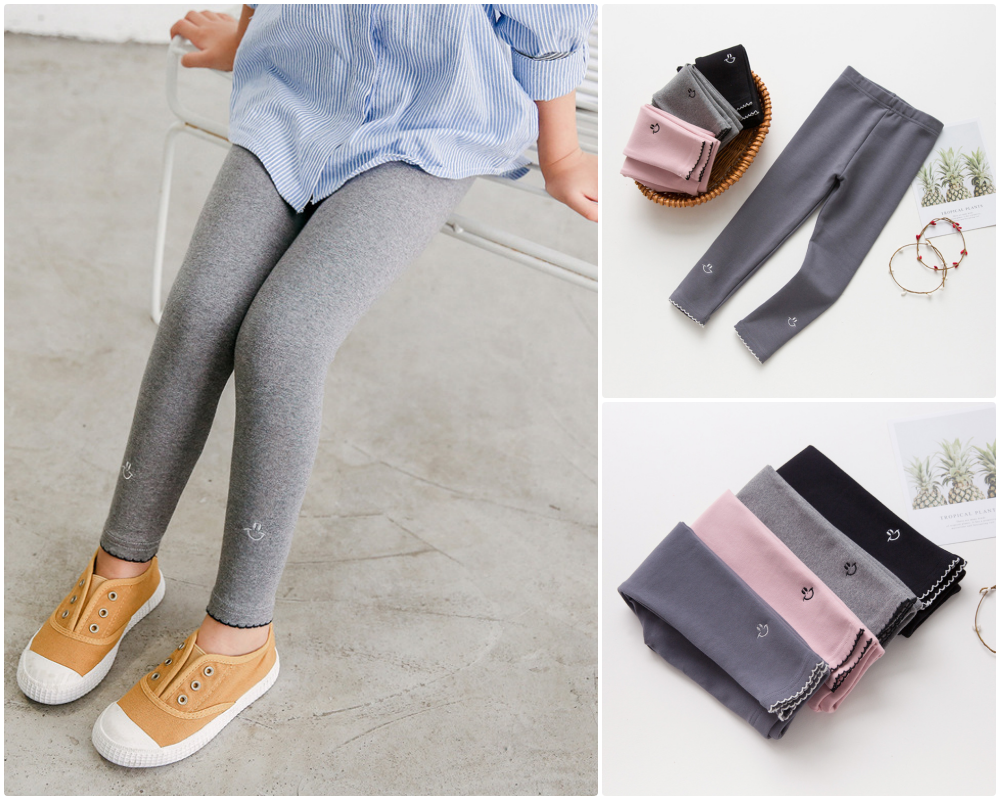 FANMOU - 內搭褲-蕾絲結-黑色