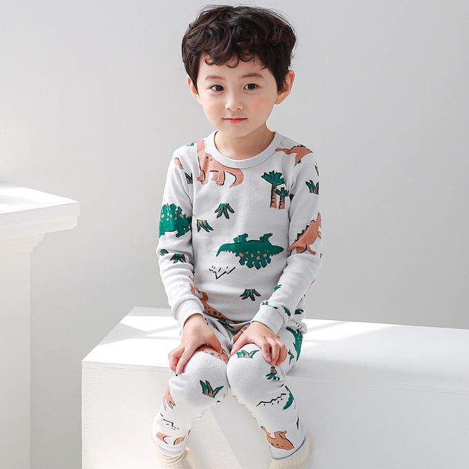 正韓 Cogibu - 極舒適無螢光劑 100% 有機棉幼兒/兒童睡衣/家居服套裝組-恐龍