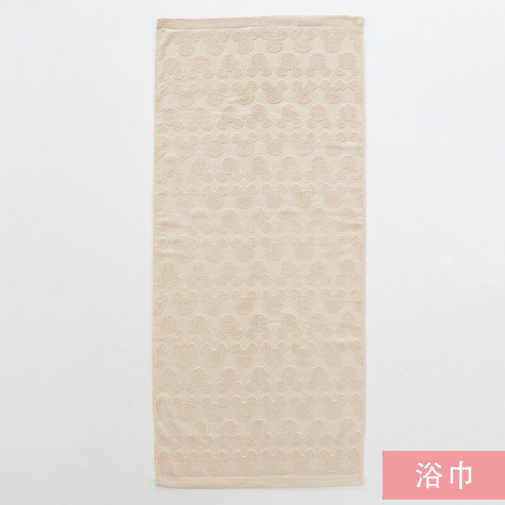 日本千趣會 - 日本製 迪士尼純棉今治浴巾-立體米奇頭-杏 (60x120cm)