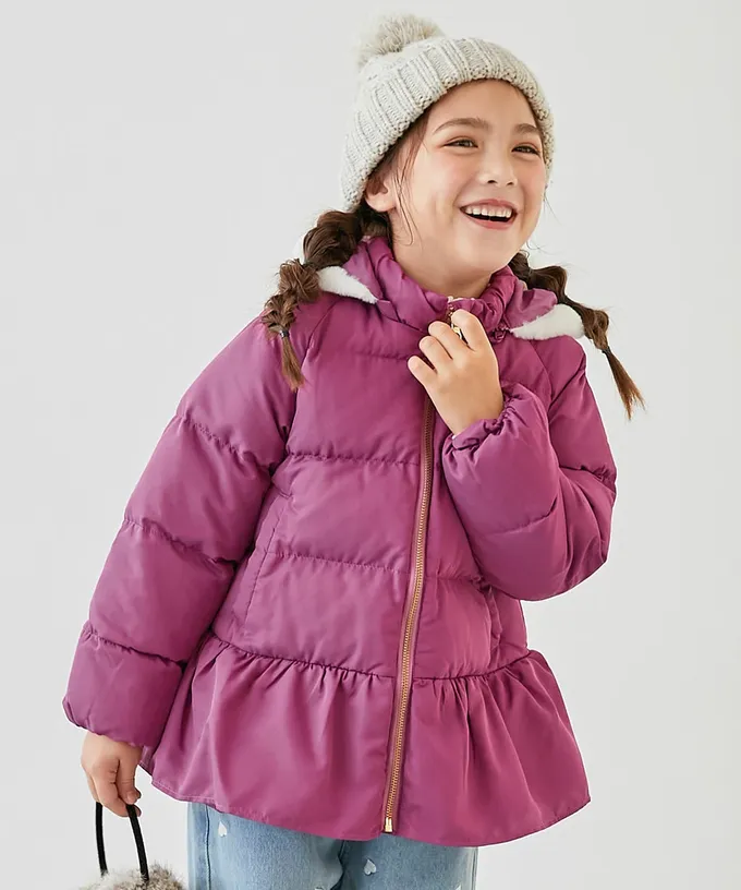 日本 devirock - 甜美下擺輕暖纖維羽絨外套(毛帽可拆)-象牙白