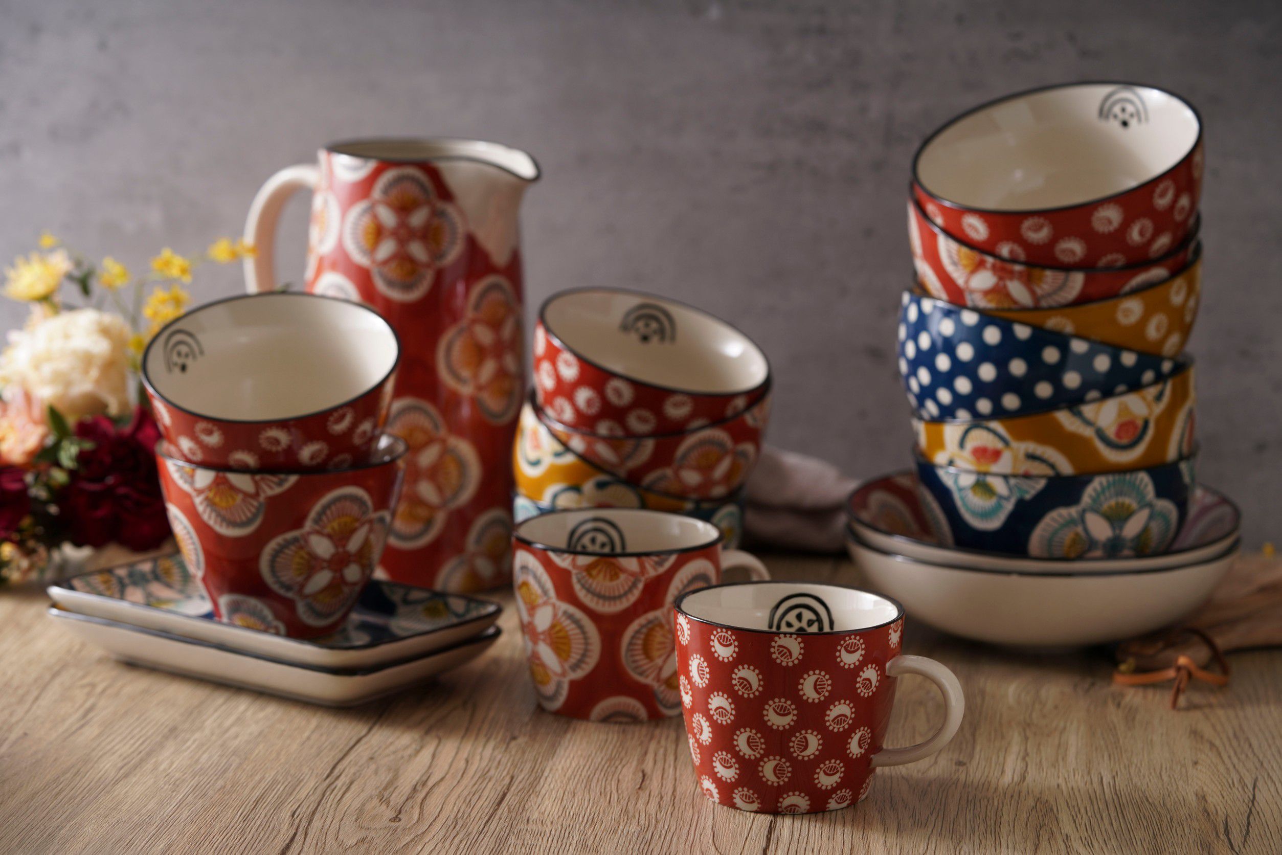 法國 Amadeus & Korb - 花磚馬克杯-藍 350ML