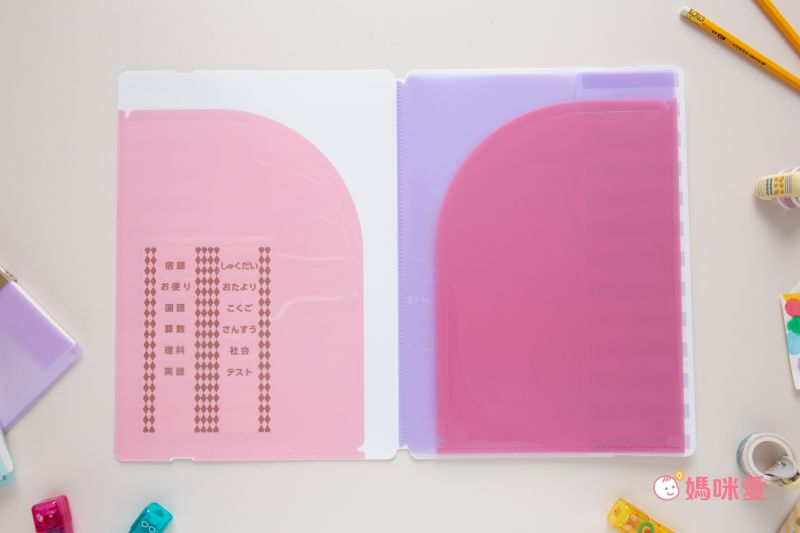 日本文具 SONIC - 聯絡簿考卷專用收納夾-公主粉 (A4)