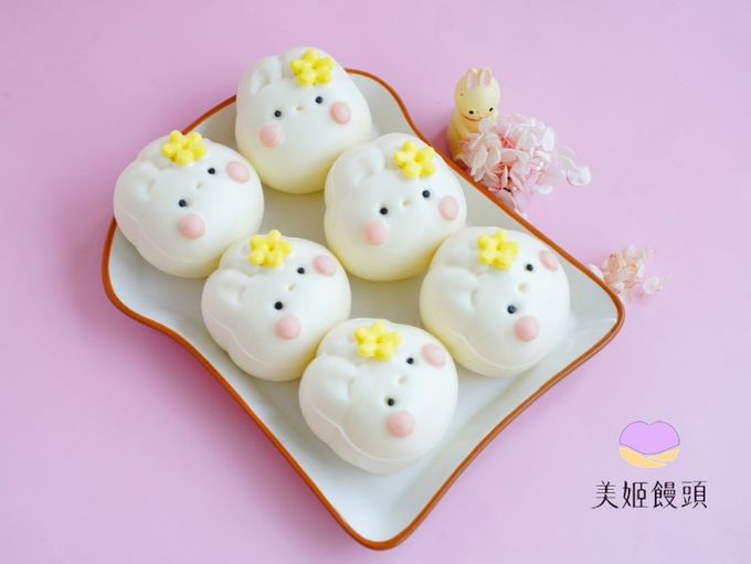 美姬饅頭 - 兔兔月餅鮮乳造型奶黃包-6入