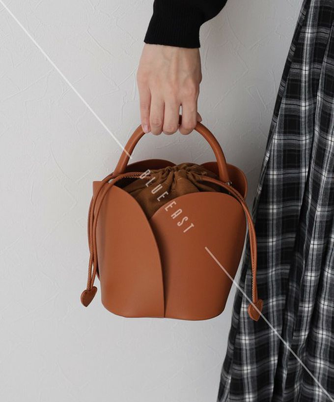 日本 BLUE EAST - 盛開鬱金香異素材迷你手提/側背包-黑