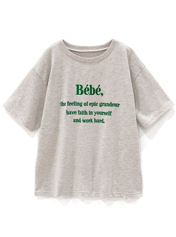 日本 GRL - 棉混百搭印花短袖上衣-Bebe-深藍 (F)