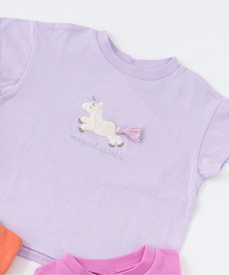 日本 apres les cours - 立體刺繡印花短袖上衣-冰棒-袖撞色