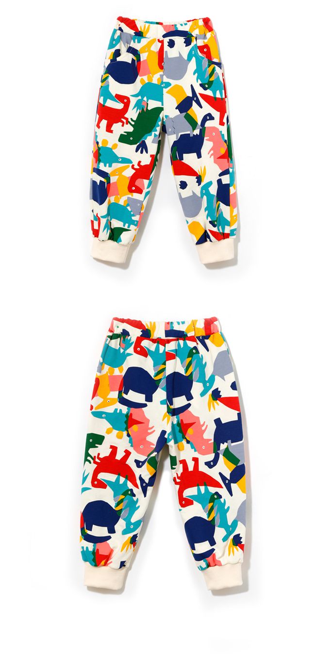 韓國 OZKIZ - 色塊恐龍圖印長袖套裝