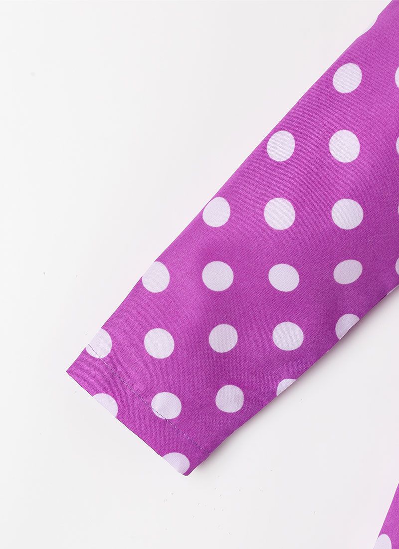 韓國 OZKIZ - (附髮帶)復古點點打褶洋裝-紫