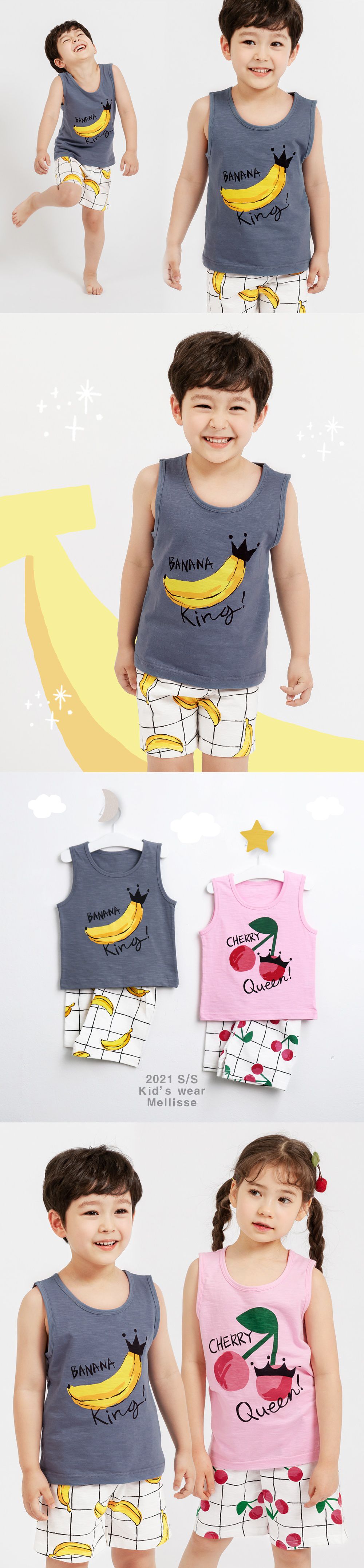 韓國 Mellisse - 韓製極致細柔無袖家居服(無螢光棉)-香蕉王國的國王