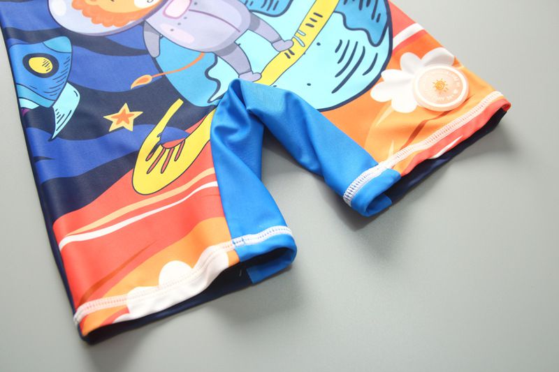 男寶防曬長袖泳裝套裝(附帽子)-太空旅行-藍色