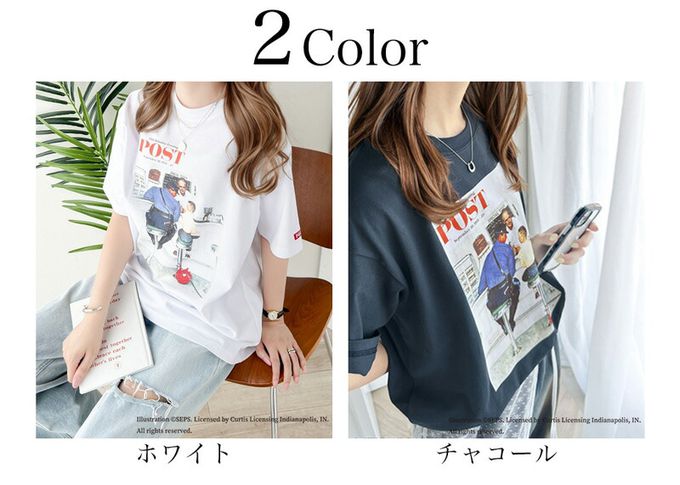 日本 Classical Elf - 設計師聯名 復古印花寬版T恤-離家出走-白