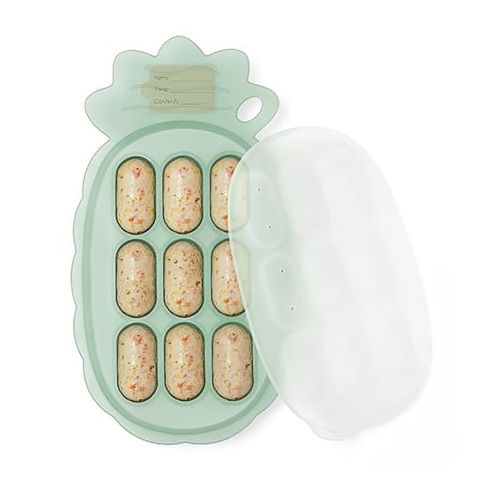 紐西蘭 HaaKaa - 鳳梨矽膠輔食模具 (帶標籤槽)-粉膚色-9格x10mL