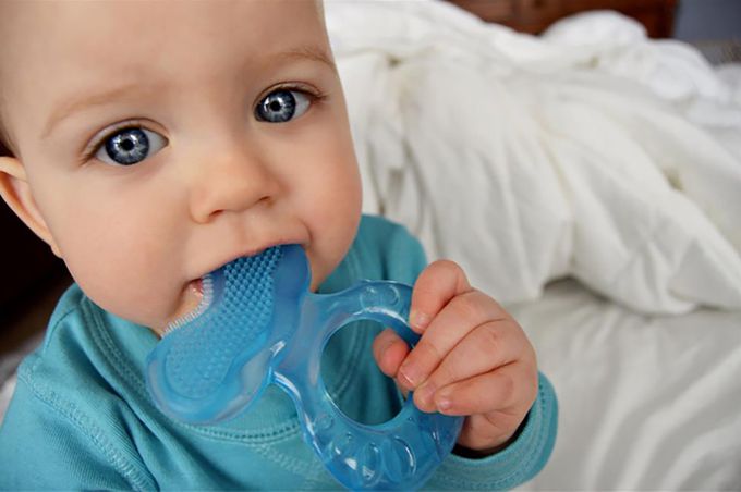 Nuby - 小魚軟質固齒器-藍