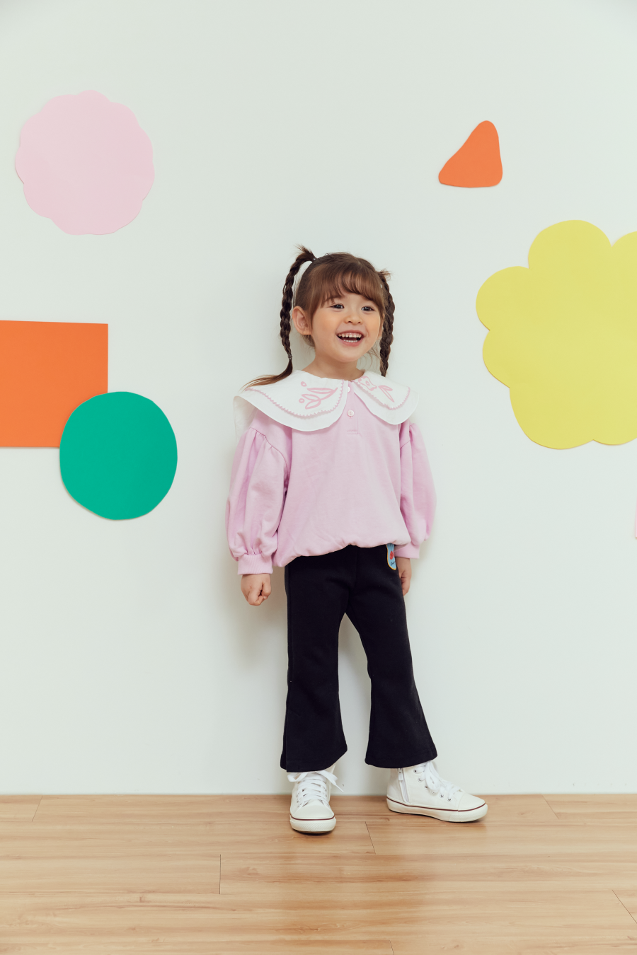 韓國 MINIATURE - 蘋果彈力喇叭褲-黑