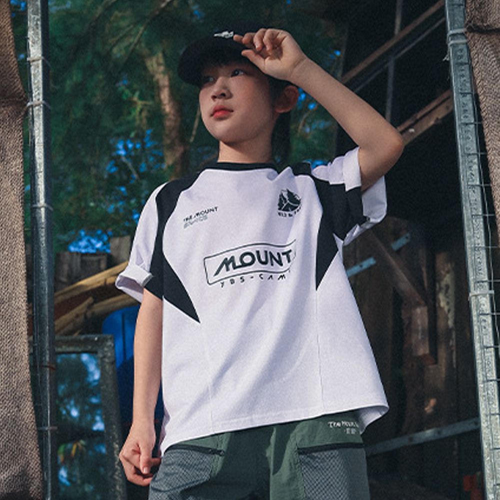 拼色圓領短袖上衣-荒野精神-白色