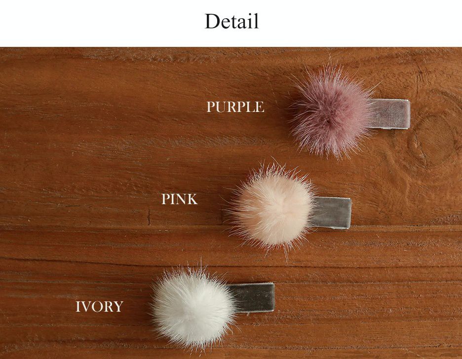 韓國 Puellaflo - 大毛球髮夾/髮飾-蜜桃粉