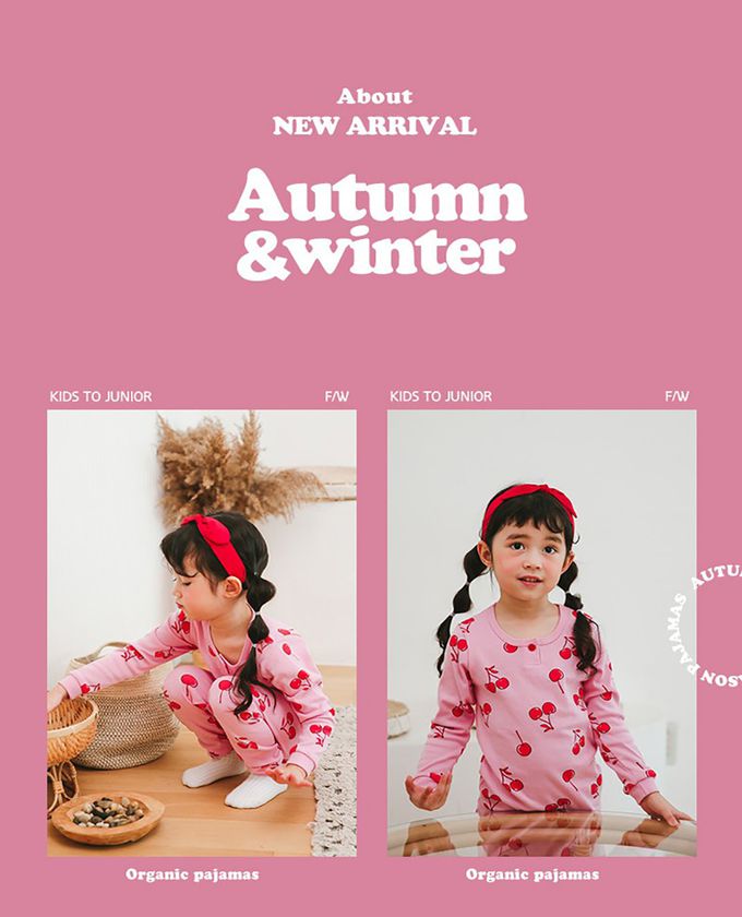 正韓 Puco - 超優質嬰幼兒/兒童長袖100% 有機純棉家居服/睡衣-甜蜜櫻桃