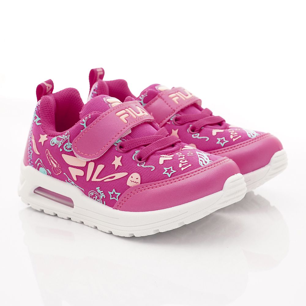 FILA - 半氣墊彈力印花運動鞋(中大童段)-桃