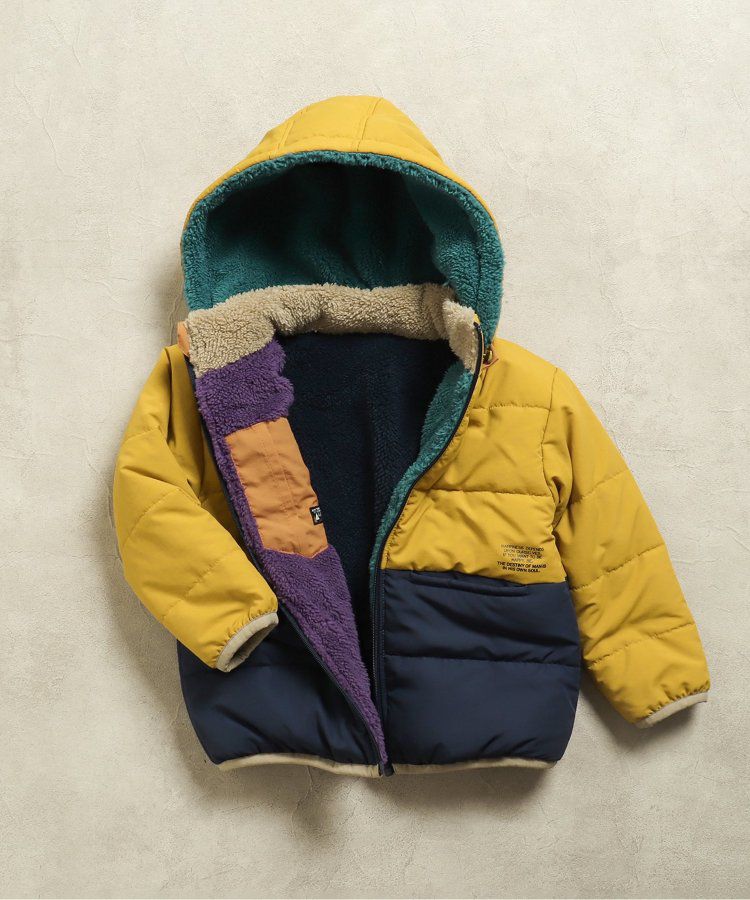 日本 BREEZE - 2WAY極暖裏絨保暖鋪棉外套-卡其x咖啡