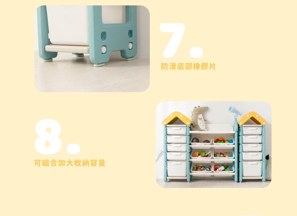 Kikimmy - 玩具屋造型多層儲物收納架-黃綠