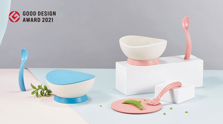 FLYTTA - FADI 轉轉碗－幼兒吸盤學習碗-海洋蘇打藍-(碗*1, 吸盤*1, 碗蓋*1, 湯匙*1, 贈無痕碗墊*1)+餐碗提袋*1