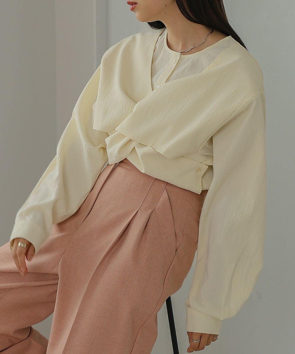 日本 Bab - 時尚扭結設計長袖襯衫-淺綠