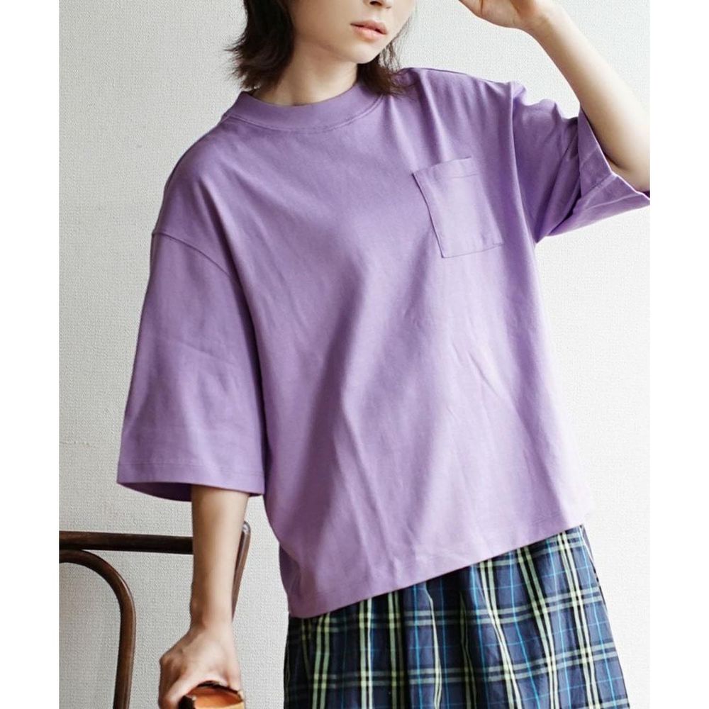 日本 zootie - 抗油污 舒適落肩五分袖上衣-丁香紫