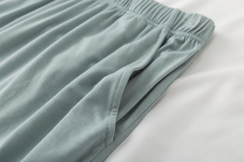 棉質柔軟涼感Bra T家居服-短褲套裝-綠白條紋