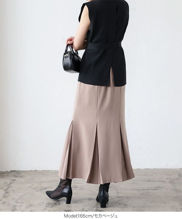 日本 Kobe Lettuce - 立體百褶魚尾長裙-淺灰