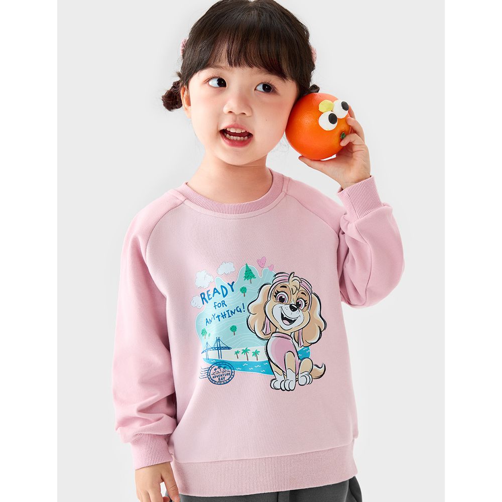 卡通汪汪隊長袖上衣/大學T-卡通人物天天-粉色