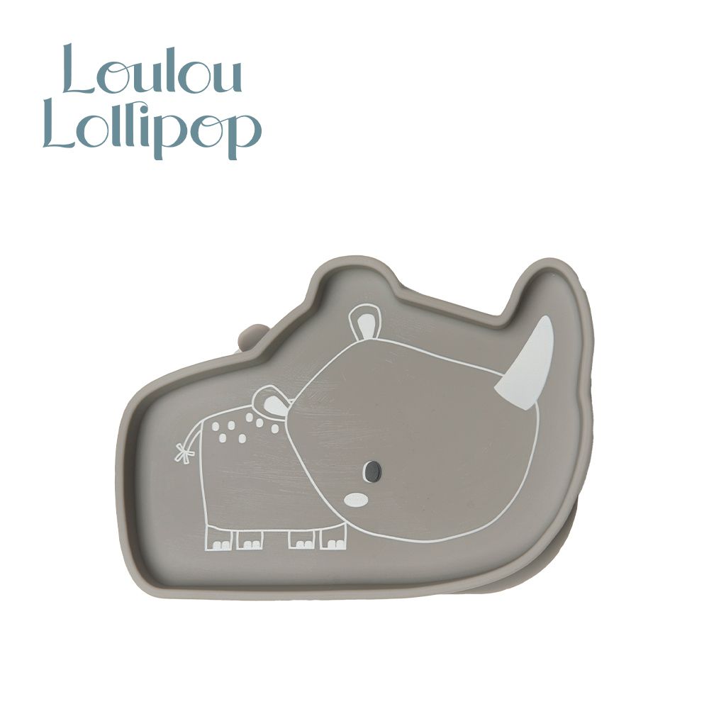 Loulou Lollipop - 加拿大 動物造型 防滑矽膠餐盤-害羞犀牛
