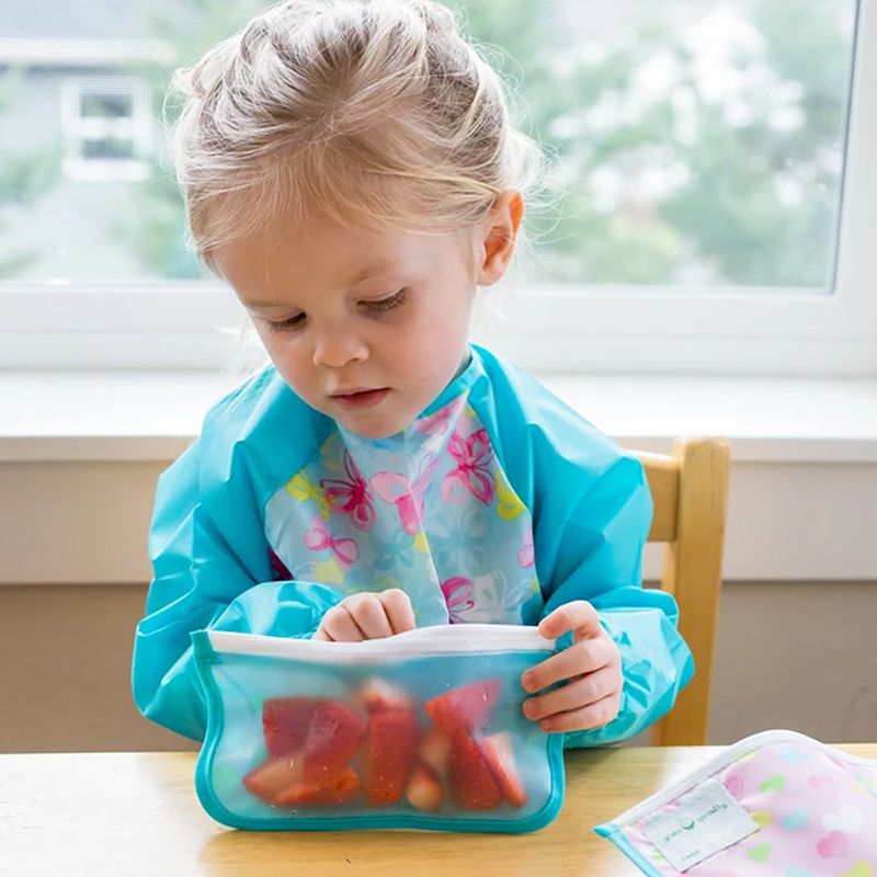 美國 green sprouts - 小綠芽可攜式零食袋、食物袋與小物收納袋(可攜帶固齒器/奶嘴) 兩入組-蝴蝶甜心