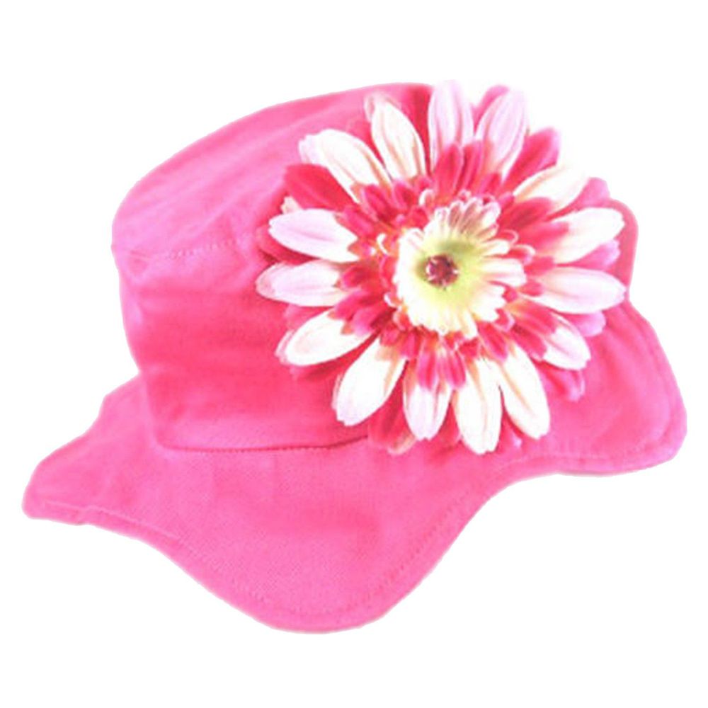 美國 Jamie Rae - 100%純棉帽-覆盆子遮陽帽+粉覆盆子雛菊