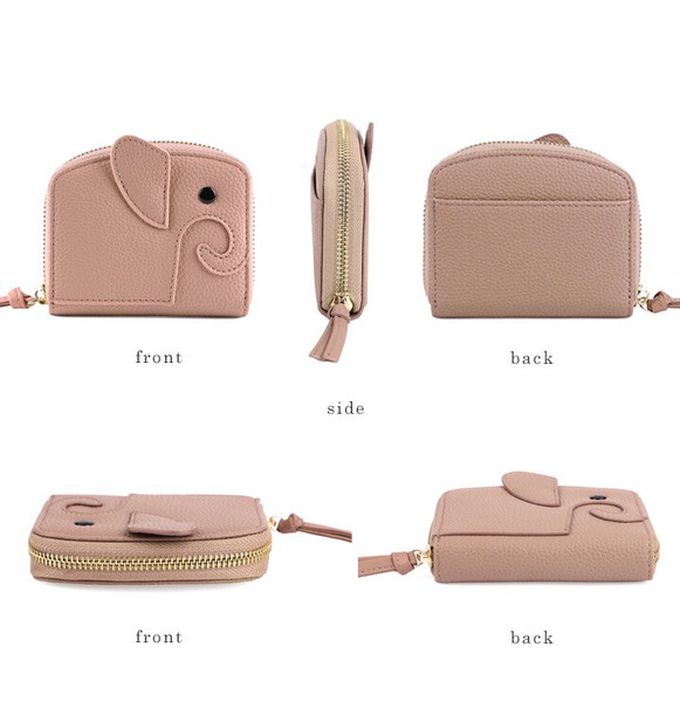 日本 LIZDAYS - 童趣大象高收納力輕巧短夾-防盜設計-黑