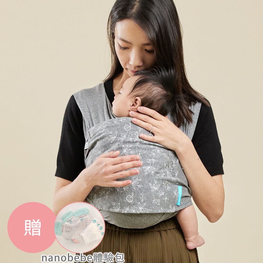inParents - Snug 懷旅揹⼱ - 穿衣式嬰兒安撫揹巾(贈nanobebe體驗包)-標準版(適用XS–M)-羽柔灰