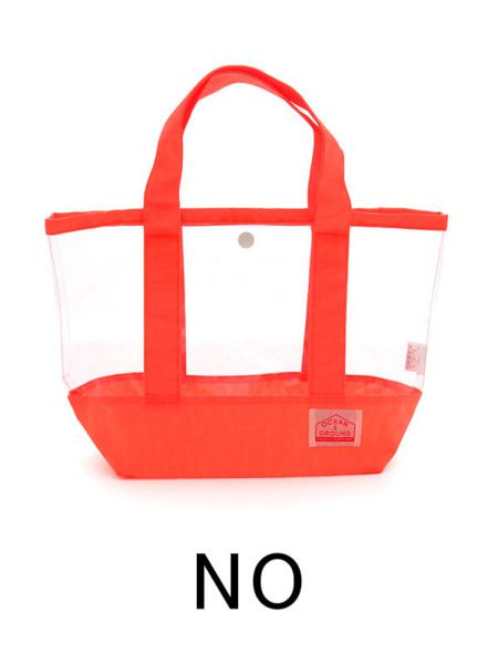 日本 OCEAN&GROUND - 透明PVC防水手提袋-全透明X純色-藍綠 GR (38x26x12cm)