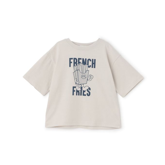 日本 b-ROOM - 防污速乾簡約印花短袖上衣-漢堡-黑