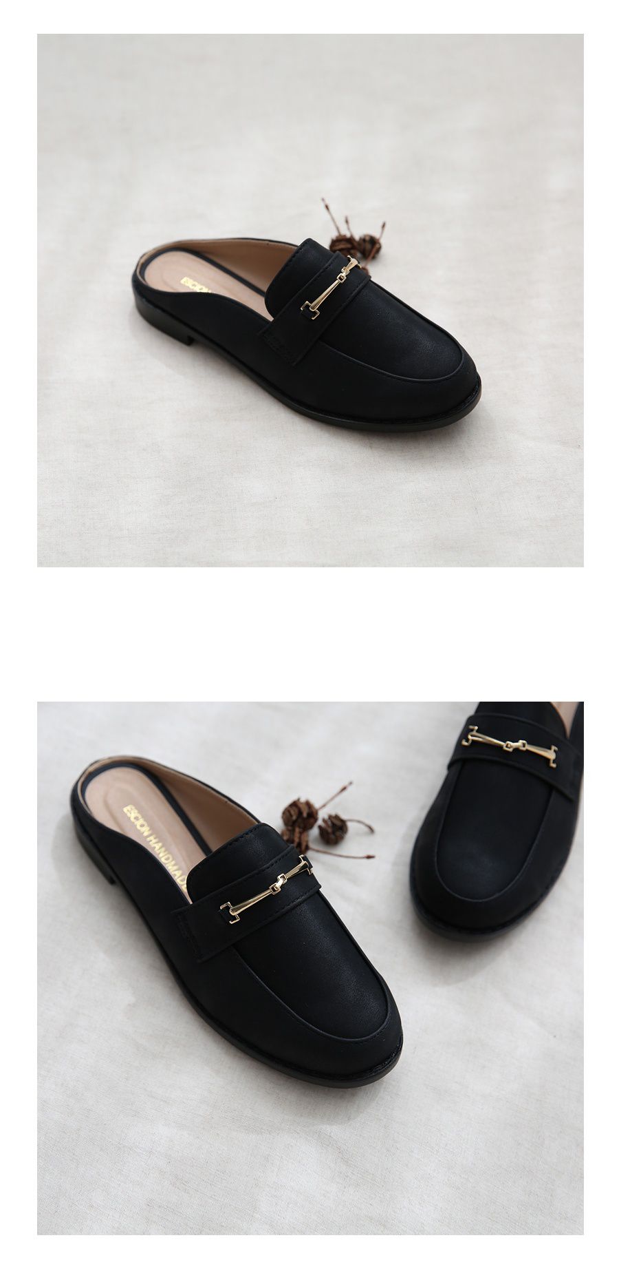 韓國 Dangolunni - 一字麂皮穆勒鞋-灰