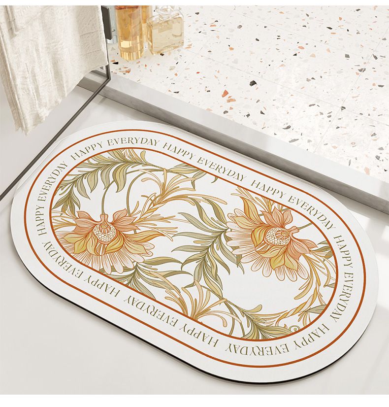 科技絨速乾防滑腳踏墊-蒂芙尼仙境-綠+米白