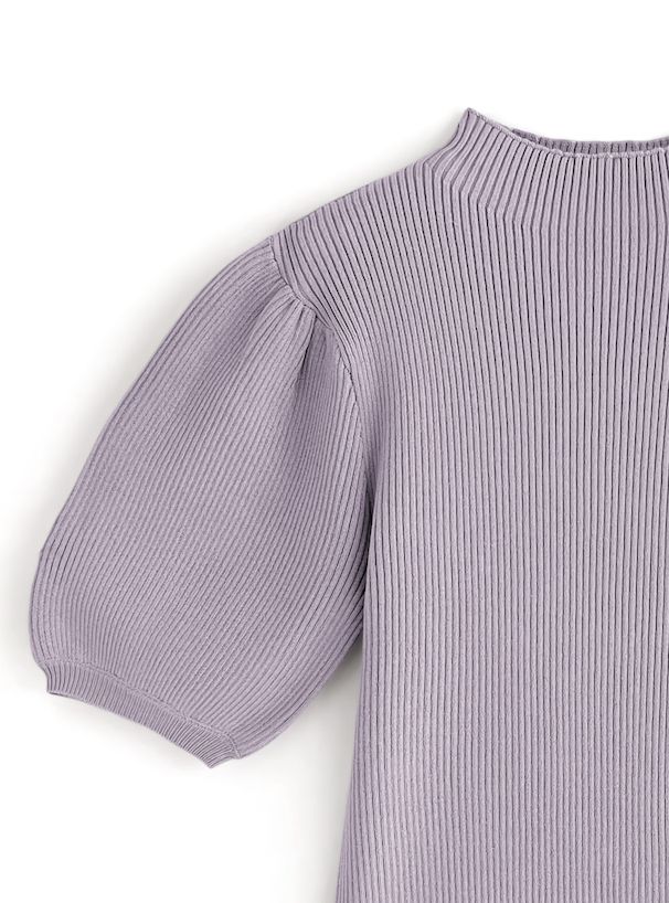 日本 GRL - 聯名款 彈性羅紋泡泡短袖上衣-珊瑚橘