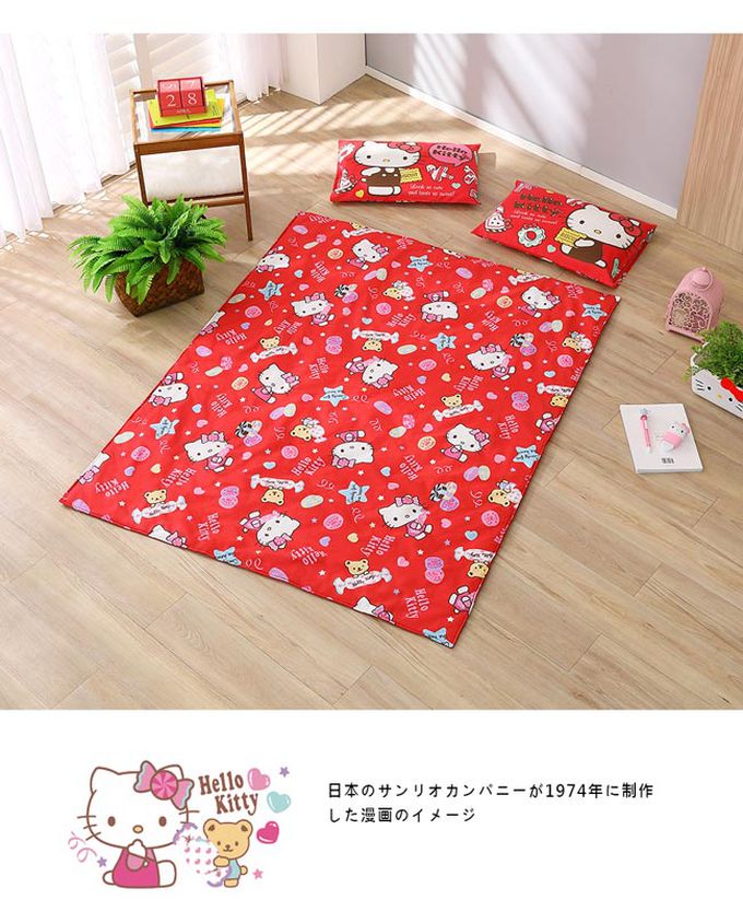 鴻宇 HongYew - 兒童涼被 日本抗菌 美國棉涼被 Hello Kitty-我的甜蜜夥伴-紅